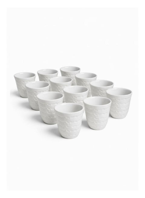 Feelings Premium Ceramic Arabic Cawa Cup Set – 12 Pieces, 85ml Each | Elegant Traditional Coffee Cups with Smooth Finish in Window Color Gift Box (SD-61356-P)